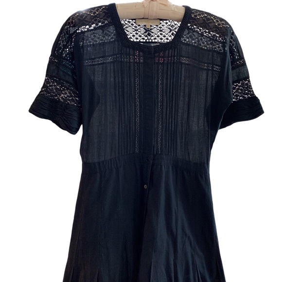 LOVE SHACK FANCY EDIE DRESS BLACK COTTON CROCHET LACE MAXI DRESS COCKTAIL DRESS - Picture 14 of 16